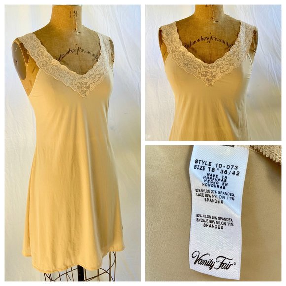 Vanity Fair Other - VANITY FAIR Nude Beige Fit Your Body Full Slip Nylon Spandex #10-073 18" 36/42